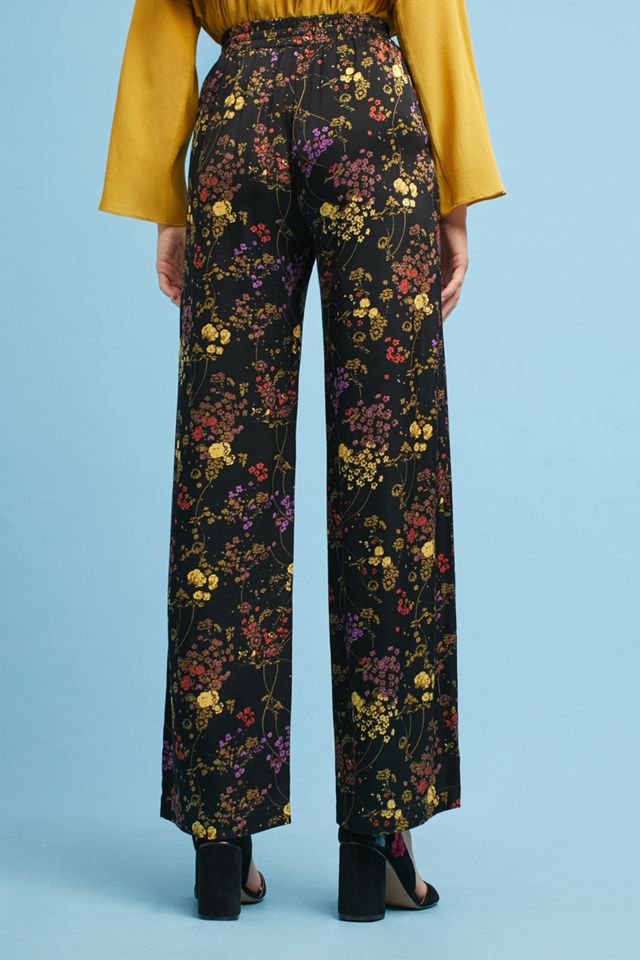 Pantalon taille haute à fleurs Orla, noir #3