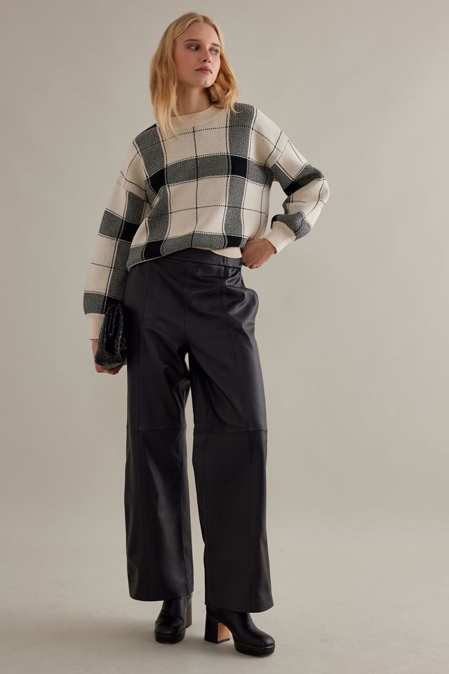 Selected Femme Ianna Hochtaillierte Weite Lederhosen #1