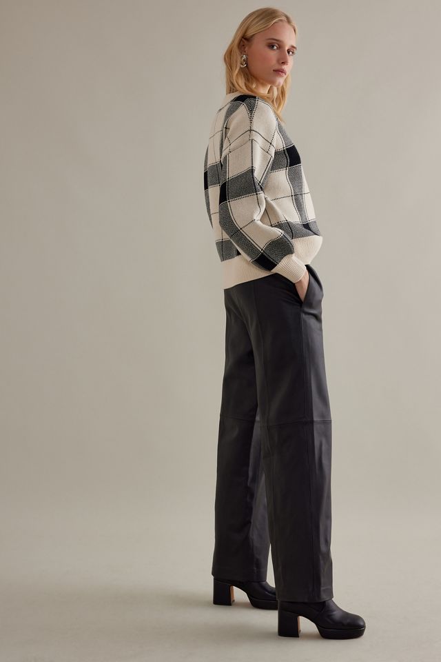 Selected Femme Ianna Hochtaillierte Weite Lederhosen #3