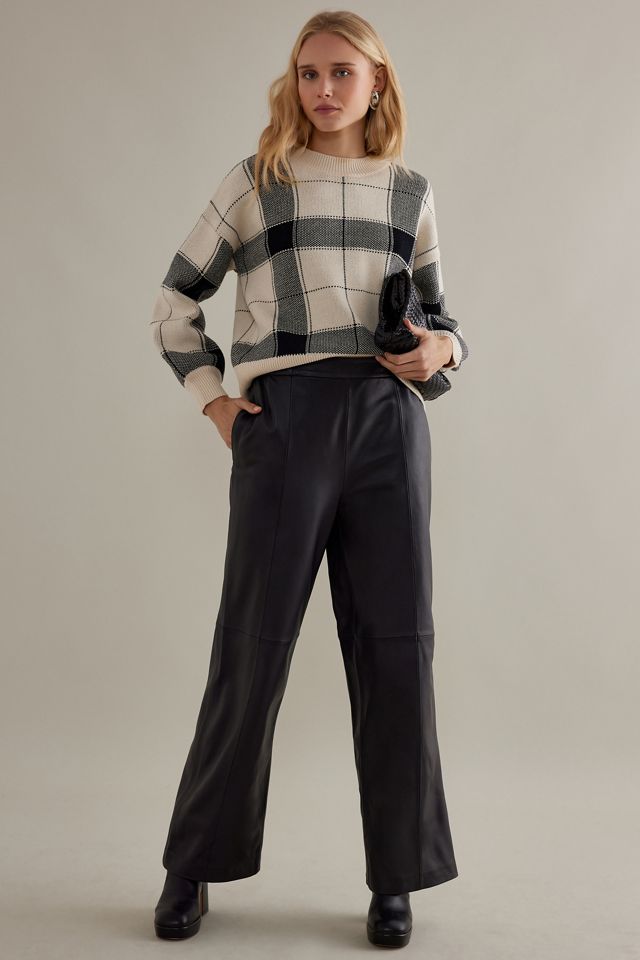 Selected Femme Ianna Hochtaillierte Weite Lederhosen #4