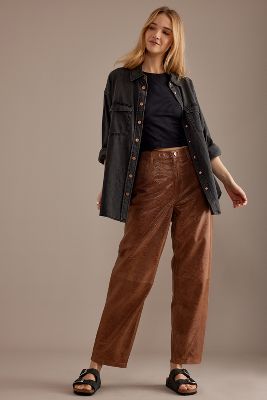 Selected Femme High-Rise Straight Leather Trousers