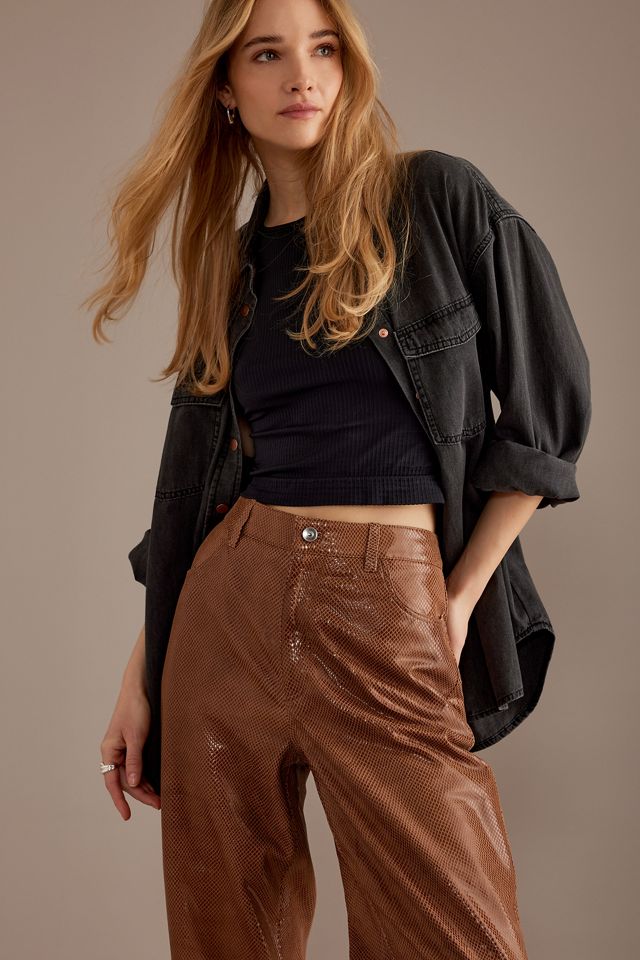Selected Femme High-Rise Straight Leather Trousers #3