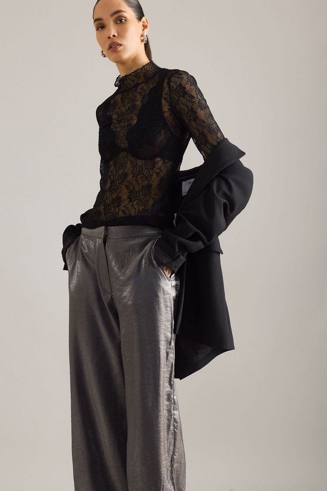 Pantalones Selected Margot Recubiertos de Tiro Medio y Pernera Ancha #2