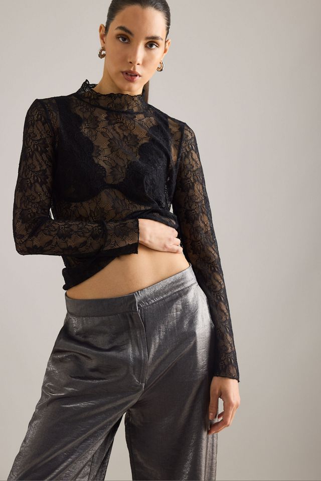 Pantalones Selected Margot Recubiertos de Tiro Medio y Pernera Ancha #3