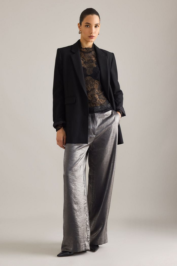 Selected Margot Coated Mid-Rise Wide-Leg Trousers