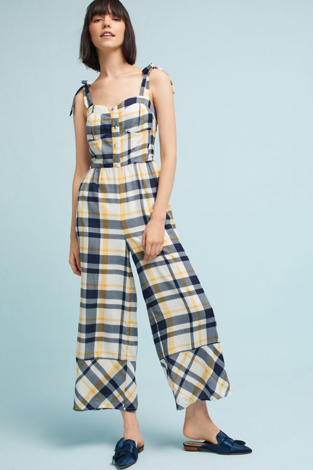 Plaid Wide-Leg Jumpsuit #1