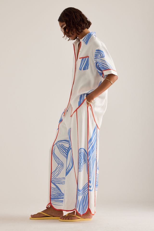 Sancia Elayna Contrast Piping Wide-Leg Trousers #1