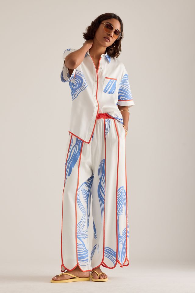 Sancia Elayna Contrast Piping Wide-Leg Trousers #2