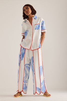 Sancia Elayna Contrast Piping Wide-Leg Trousers