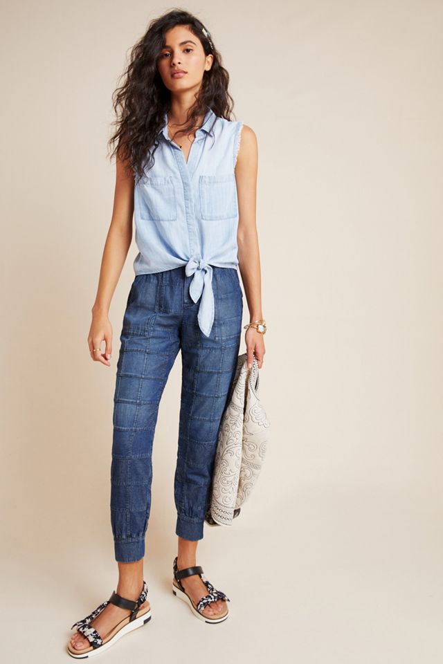 Patchwork Denim Joggers