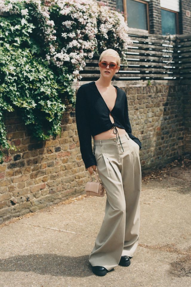 Pleated Wide-Leg Pants