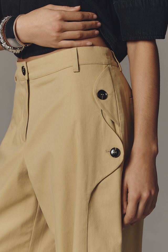 Maeve Button-Pocket Wide-Leg Pants #2
