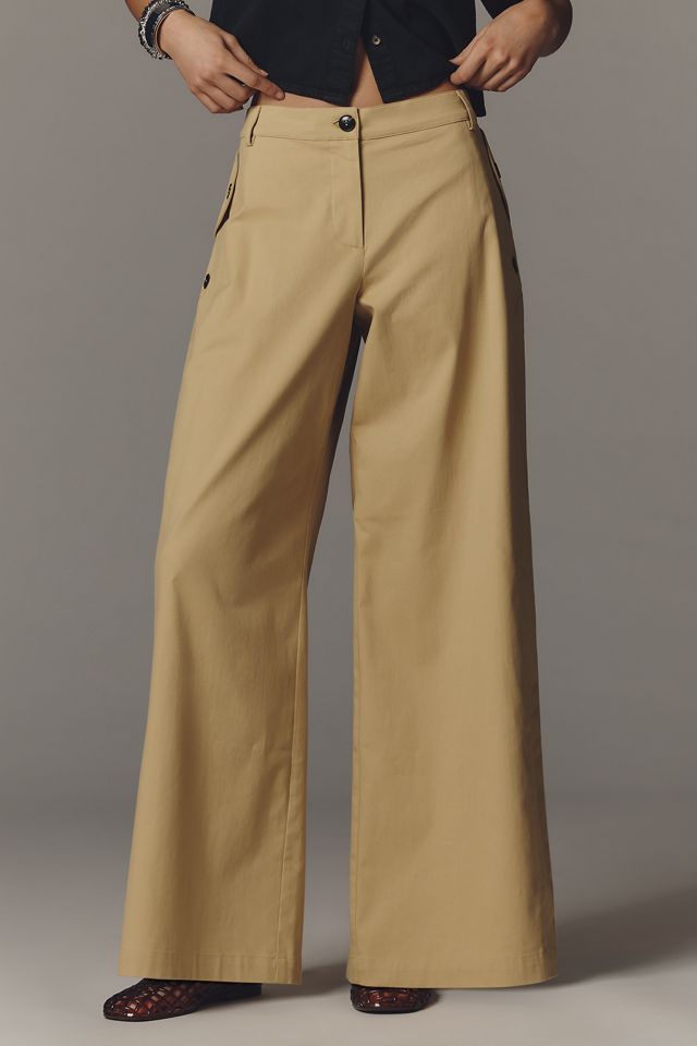 Maeve Button-Pocket Wide-Leg Pants #3