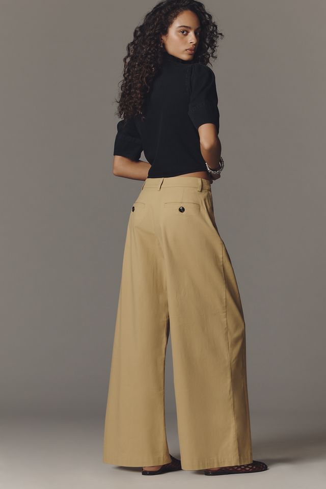 Maeve Button-Pocket Wide-Leg Pants #4