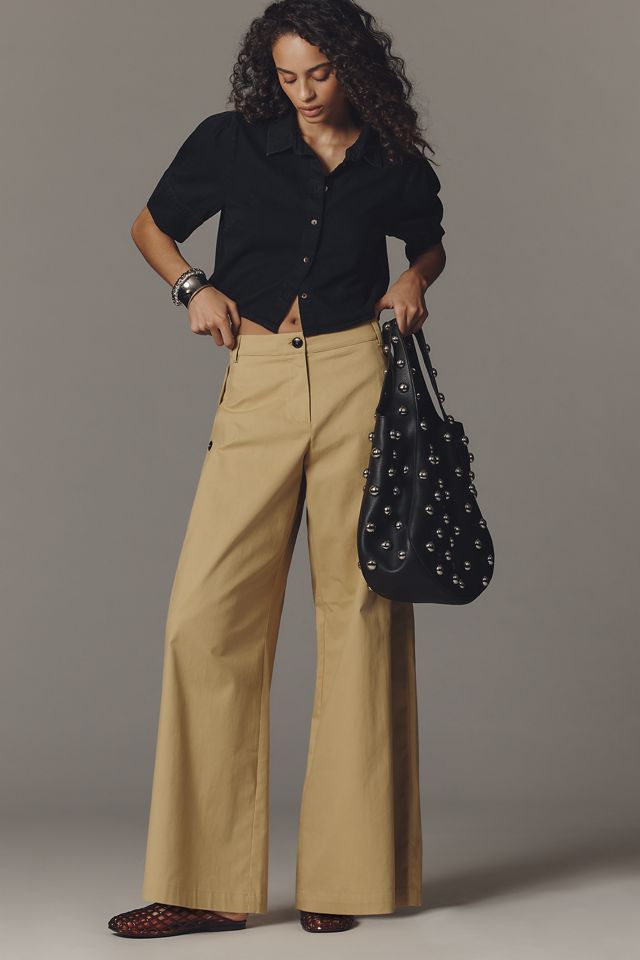 Maeve Button-Pocket Wide-Leg Pants #1