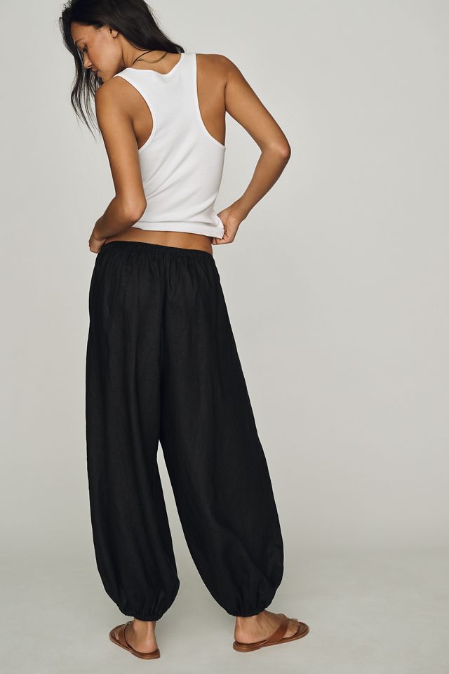 Self Contrast Linen Balloon Pants #1