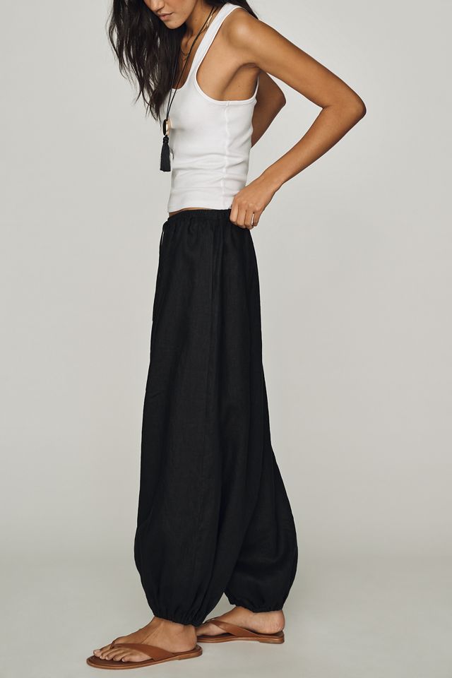 nala Linen like balloon tops ブラック4way Self Contrast Linen Balloon Pants | Anthropologie