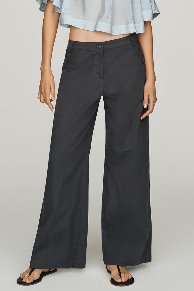 Self Contrast Rio Button Mid-Rise Wide-Leg Trousers #1