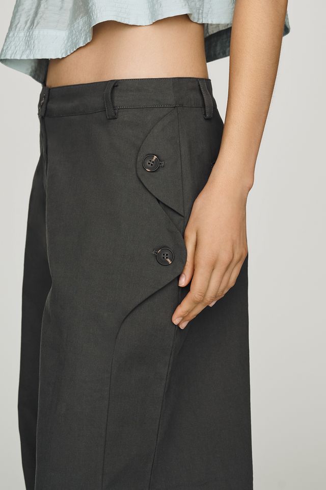 Self Contrast Rio Button Mid-Rise Wide-Leg Trousers #3