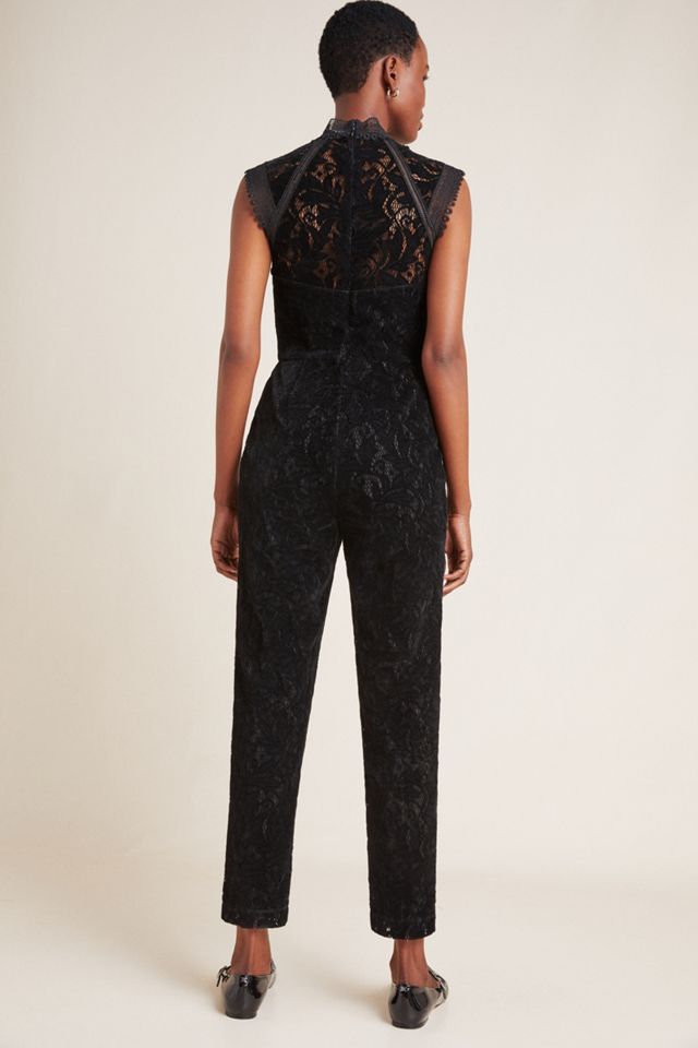 ML Monique Lhuillier Lace Velvet Jumpsuit #1