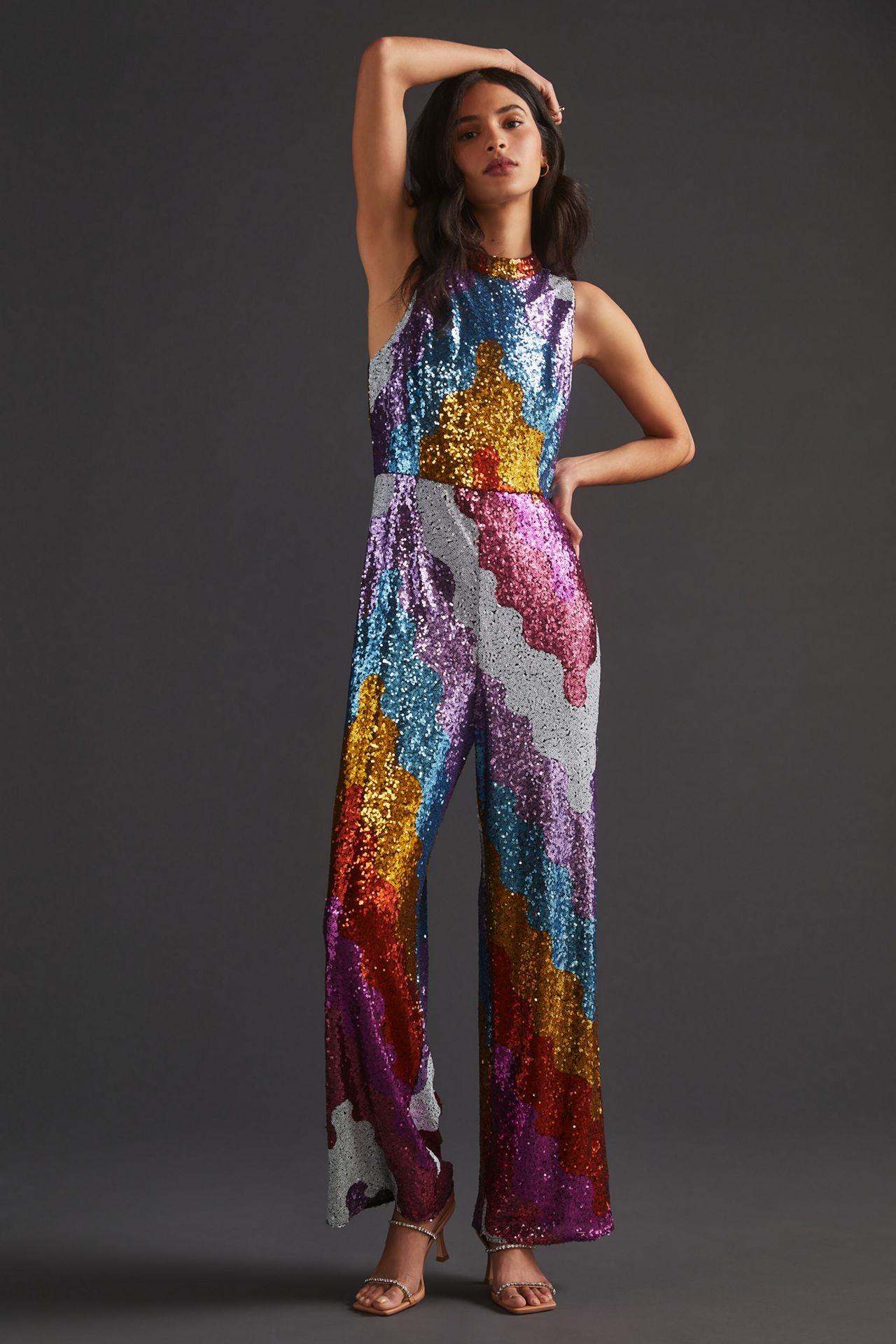 Abstract Sequined Jumpsuit Anthropologie
