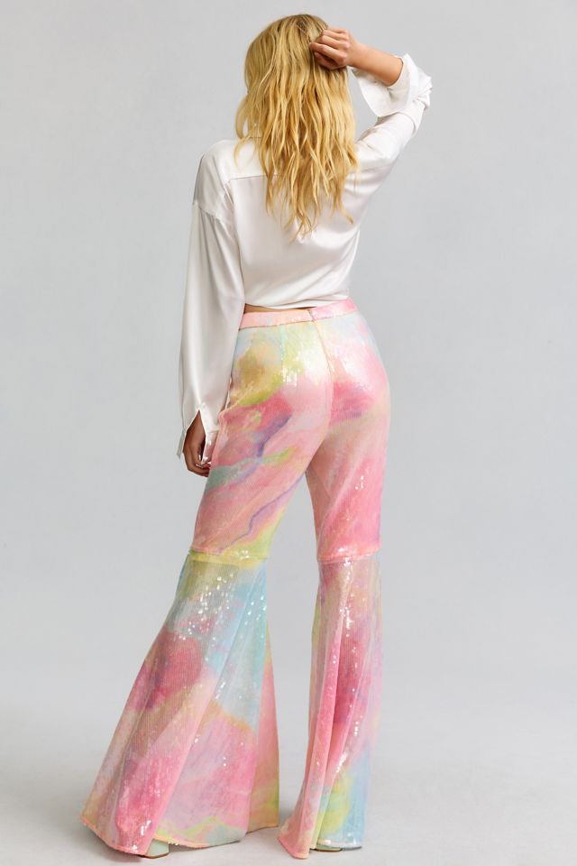 Hutch Rainbow Sequin Flare Pants | Anthropologie display picture 1