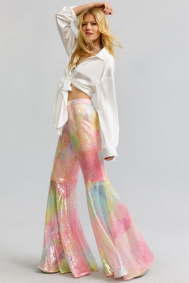 Hutch Rainbow Sequin Flare Pants Anthropologie