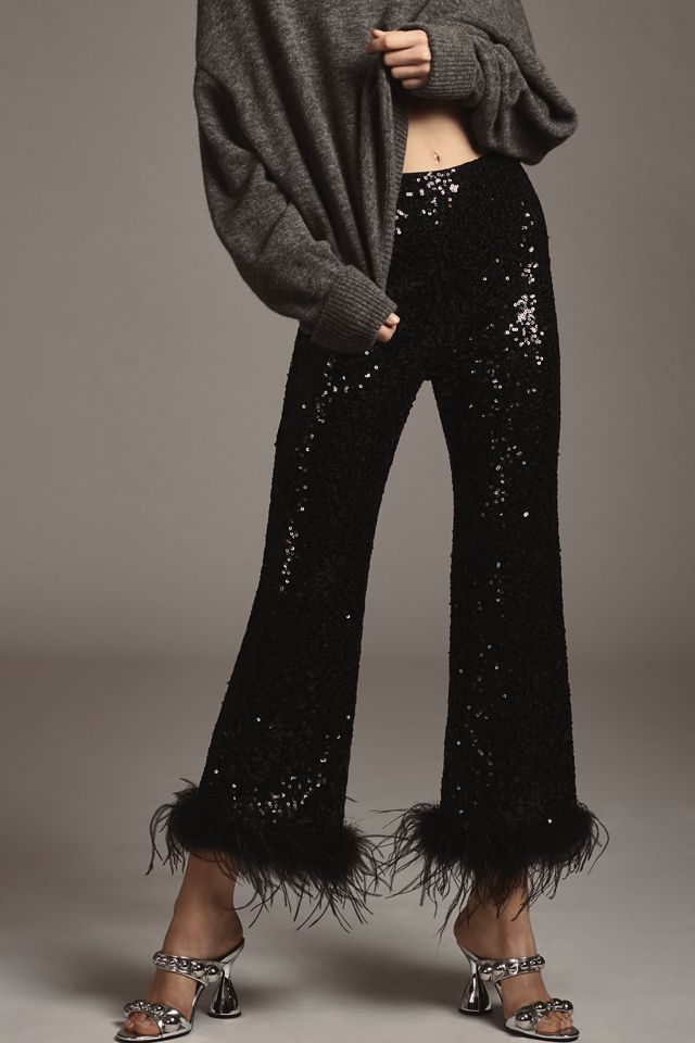 Hutch The Koto Faux-Feather Pants | Anthropologie