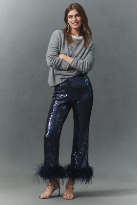 Hutch The Koto Faux-feather Pants In Blue