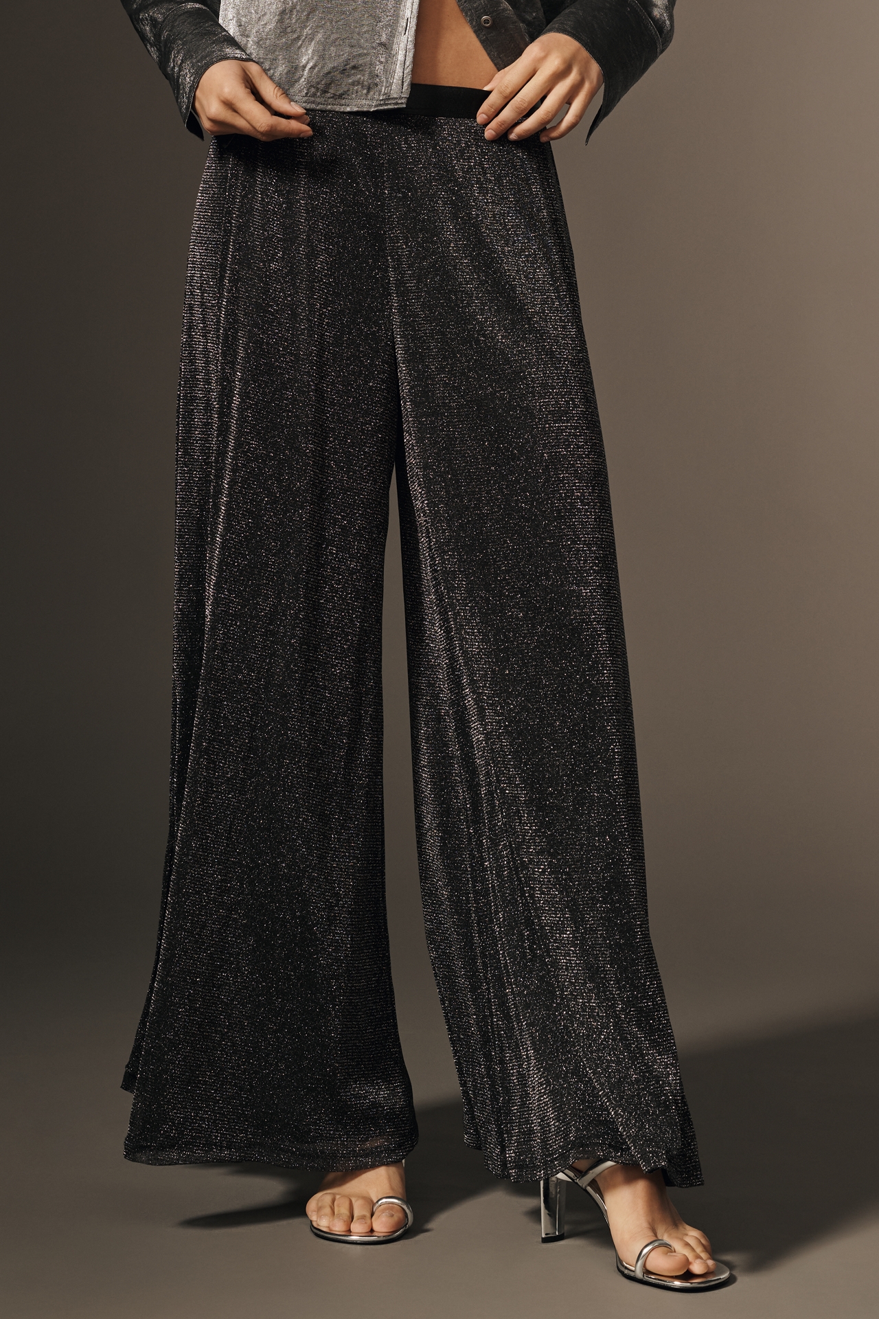 Hutch Sparkle Pleated Wide-Leg Pants