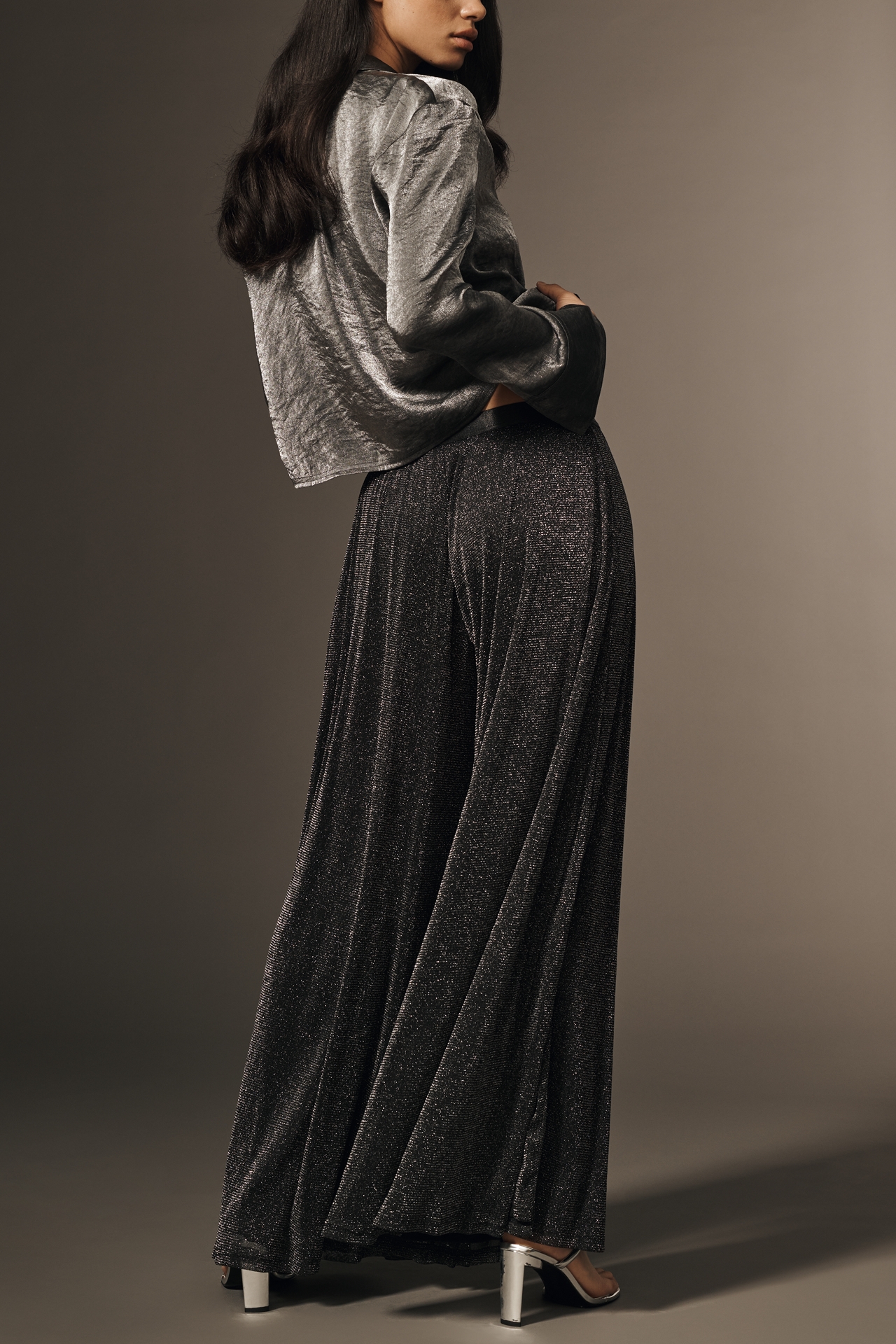 Hutch Sparkle Pleated Wide-Leg Pants