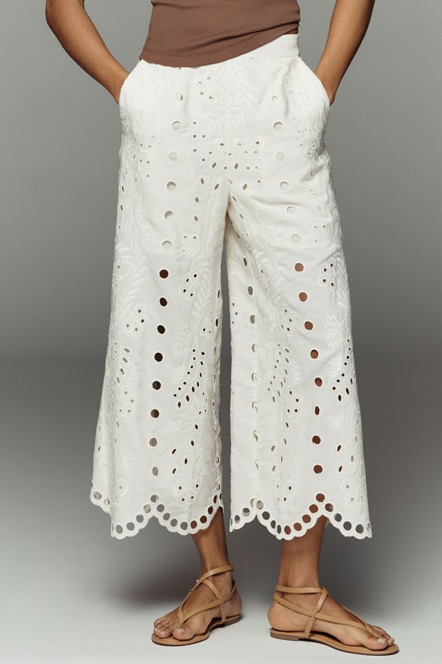 Mestiza Oceane Cotton Linen Eyelet Pants #1