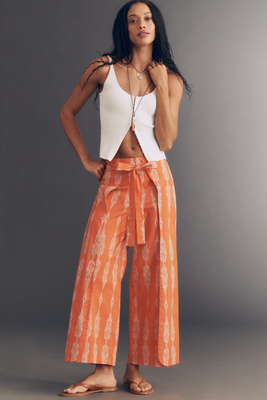 Mestiza Chloe Cotton Wrap Pants In Red