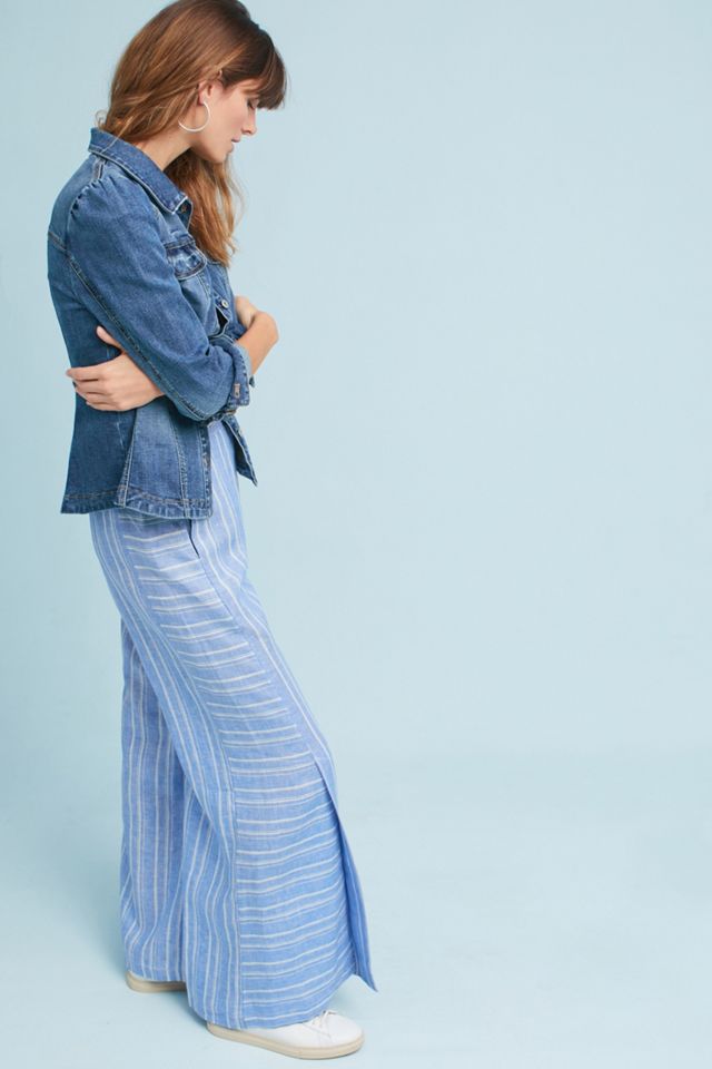 Belia Striped Linen Wide Leg Trousers #1