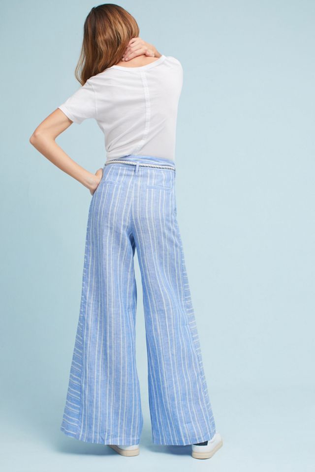Belia Striped Linen Wide Leg Trousers #4