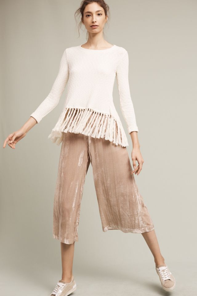 Cropped Velvet Wide-Legs