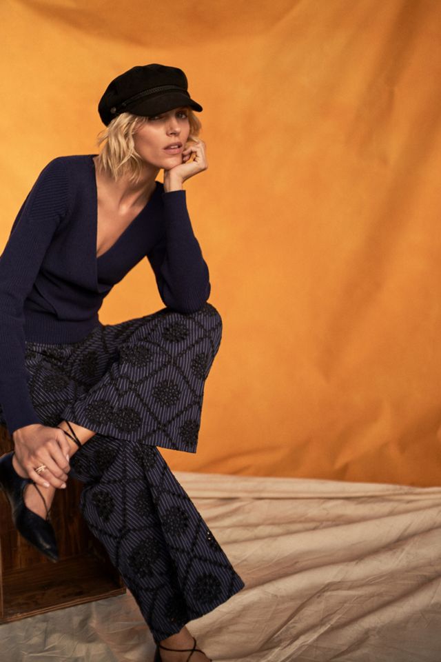 Embroidered Eyelet Wide-Leg Pants #4