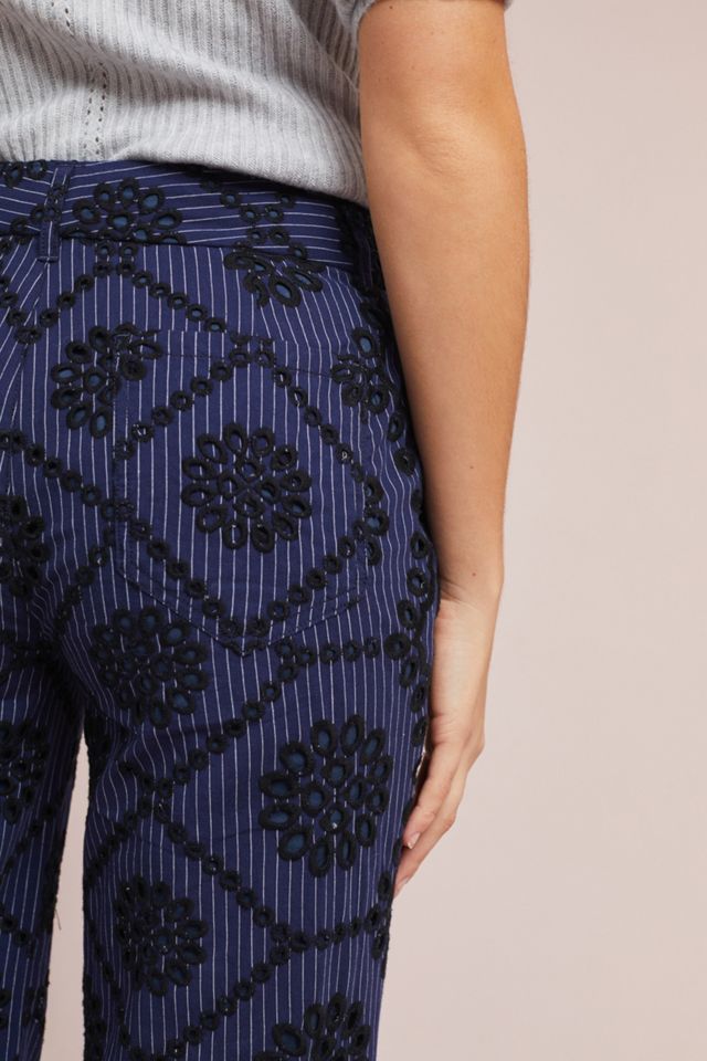 Embroidered Eyelet Wide-Leg Pants #2