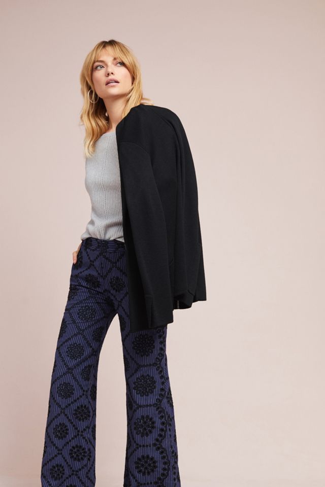Embroidered Eyelet Wide-Leg Pants