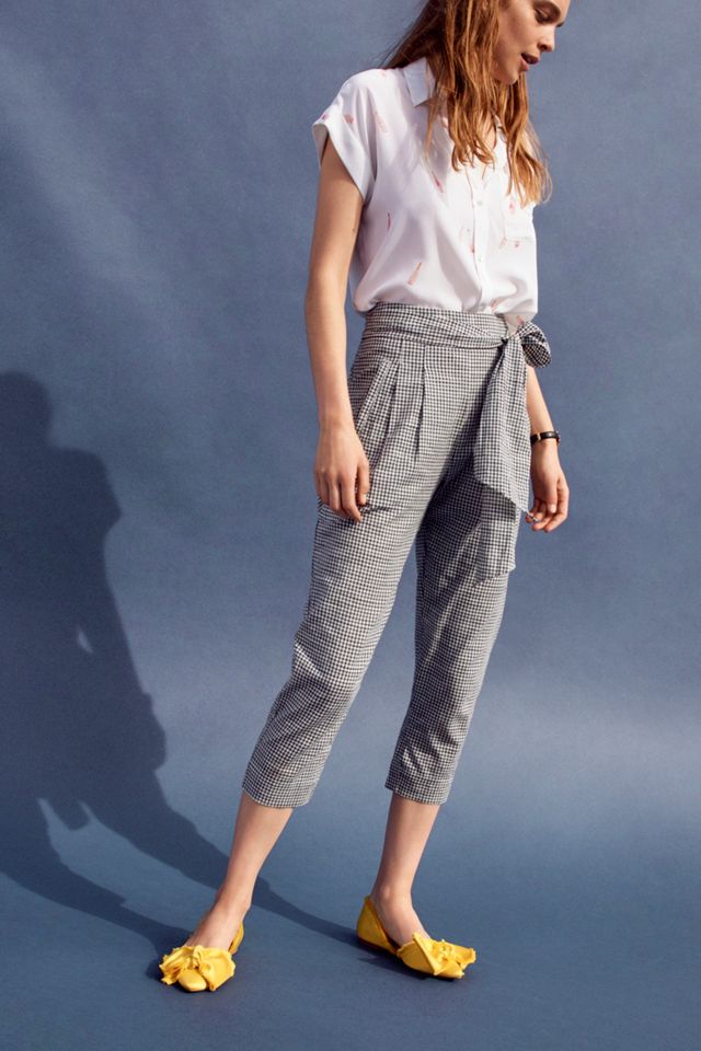 Tie-Waist Gingham Trousers #4