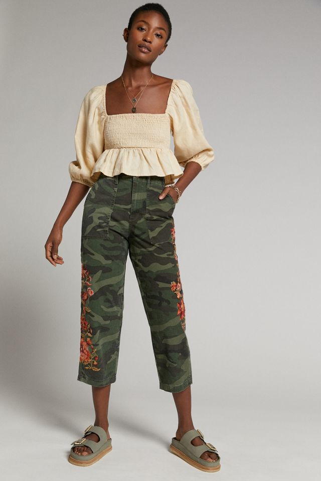 Driftwood Embroidered Camo Pants | Anthropologie