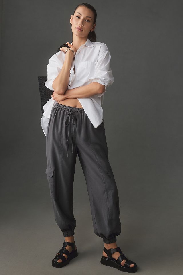 By Anthropologie Ruched Poplin Parachute Pants