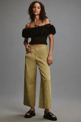Shop Pilcro The Izzie Relaxed Pull-on Barrel Pants By  In Green