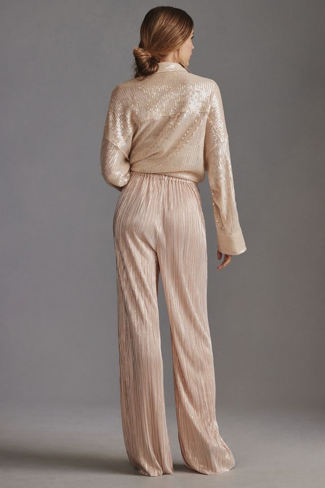 Sabina Musayev Bradley Metallic Plisse Pants #2