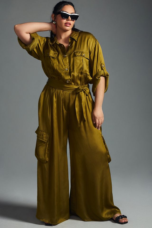 By Anthropologie Silky Cargo Jumpsuit #4
