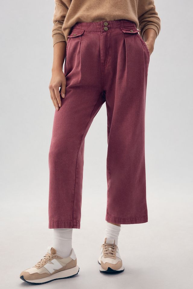 Pilcro Mid-Rise Pleated Crop Trousers #1