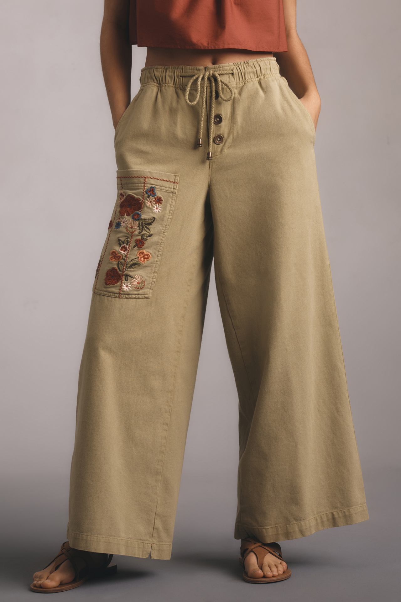 Pilcro Embroidered Pull-On Pants