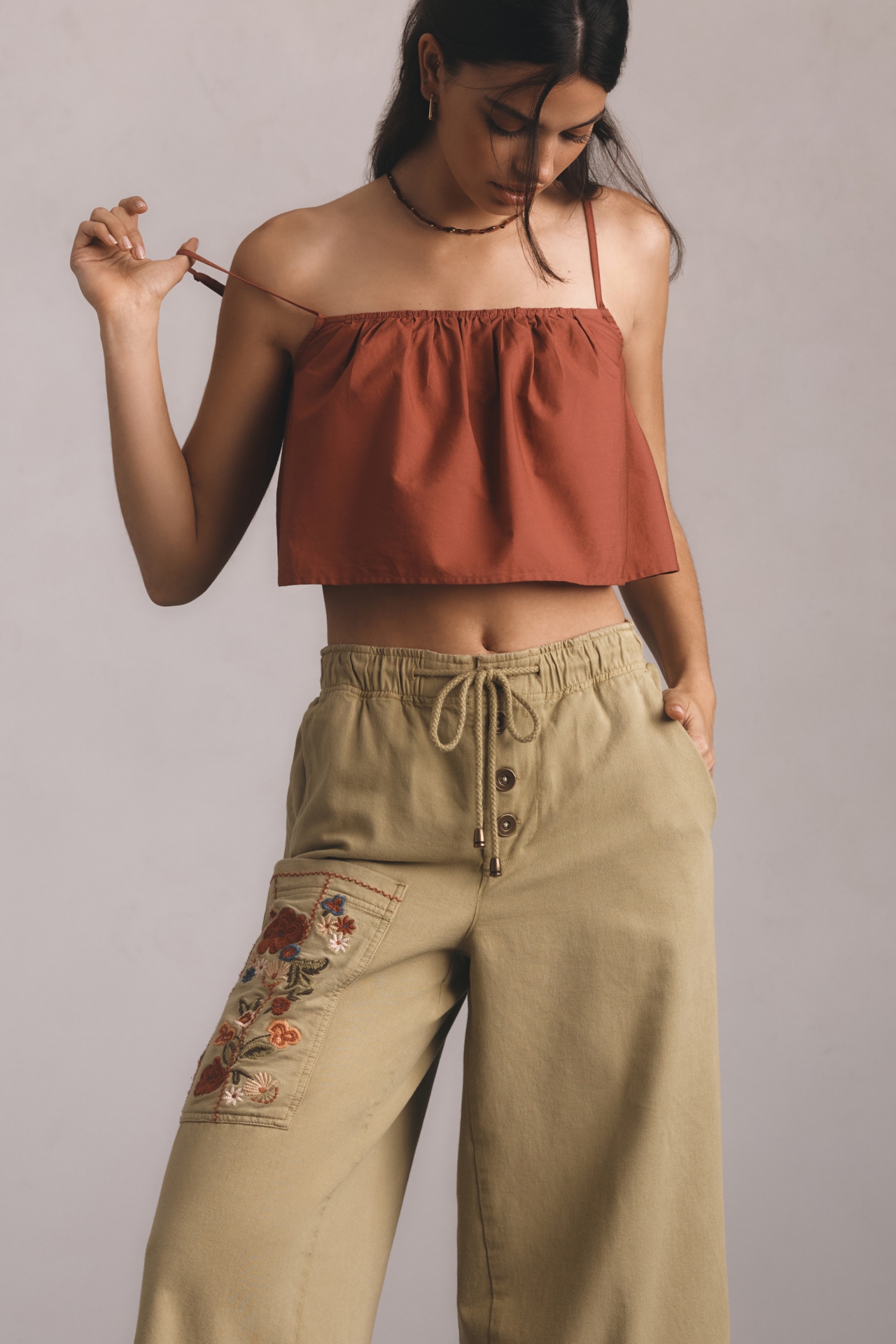 Pilcro Embroidered Pull-On Pants