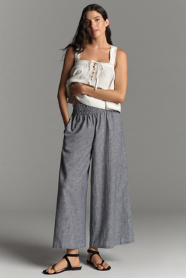 By Anthropologie The Somerset Pull-on Pants: Striped Linen Blend Edition