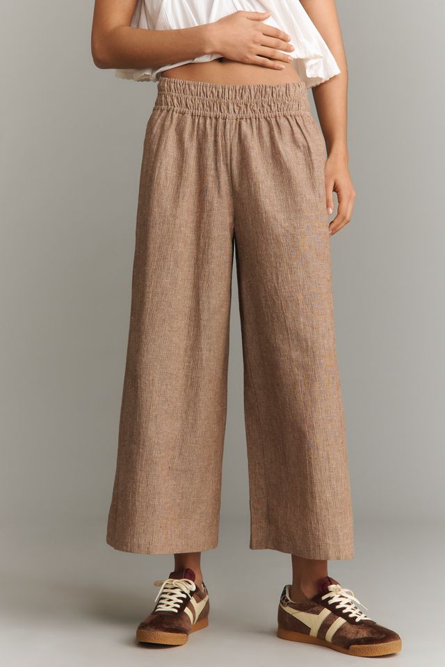 The Somerset Cotton-Linen Striped Pull-On Pants | Anthropologie